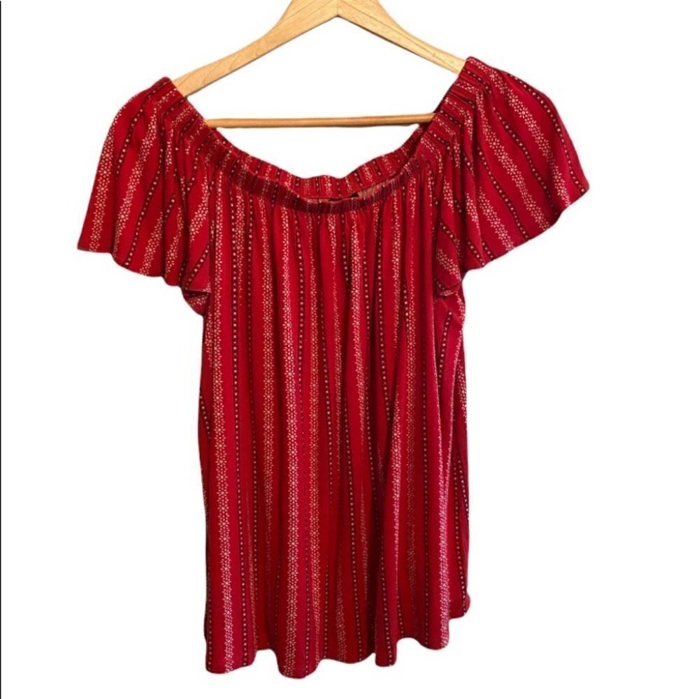 TORRID Off the Shoulder Red Print Top